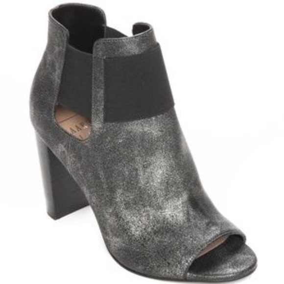 Kari Blue Jade Pewter Metallic Peep Toe Booties - Picture 3 of 5